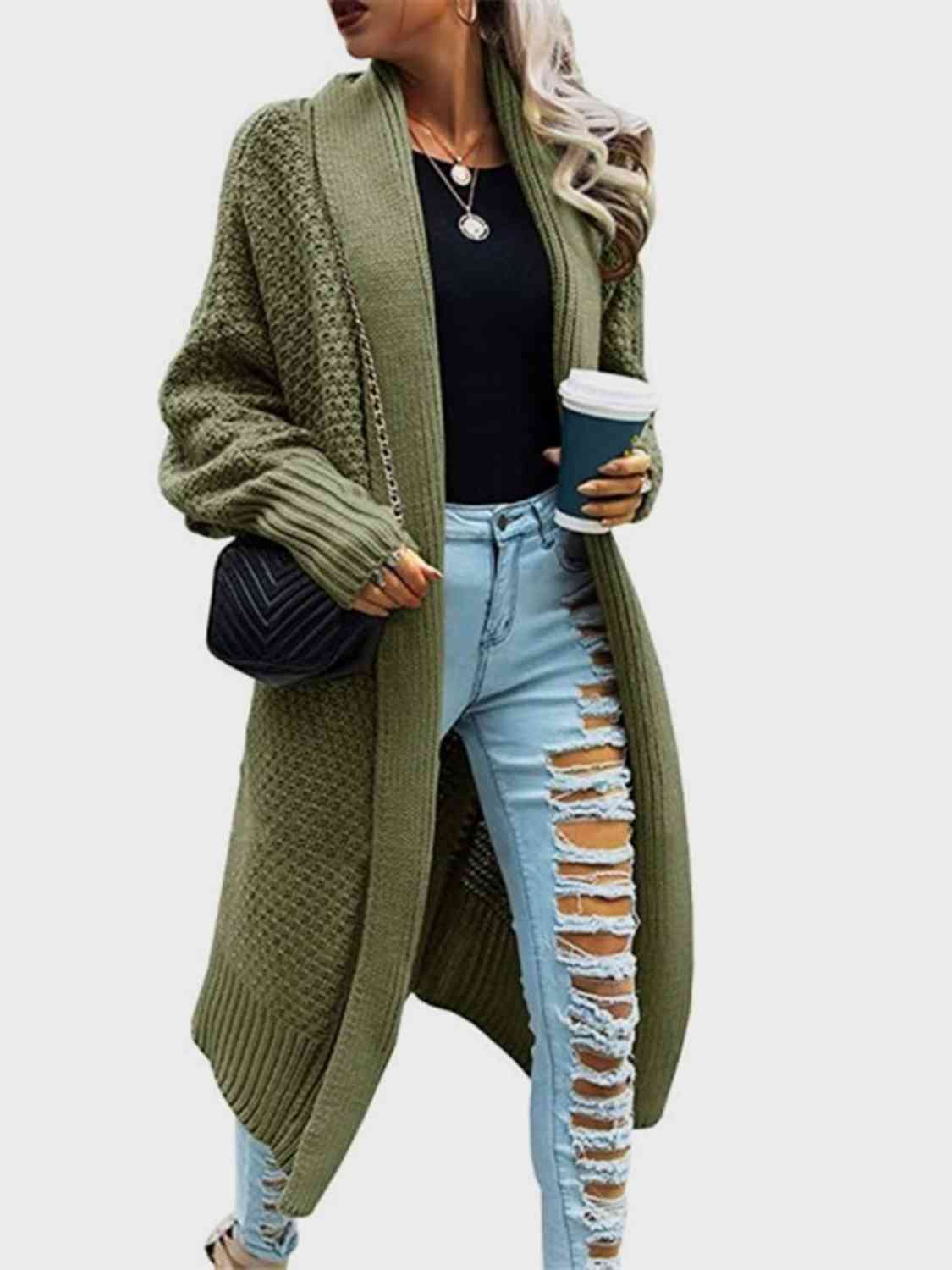 Open Front Long Sleeve Cardigan